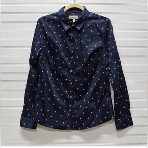 Banana Republic | Polka Dot Button Down Top | Black & Pink | Size 12